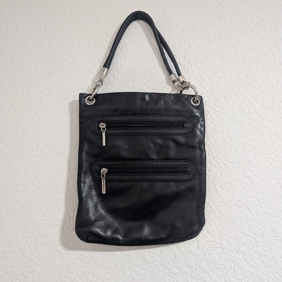 margot Black Pebbled Slouchy Double Strap Bag - Picture 1 of 7